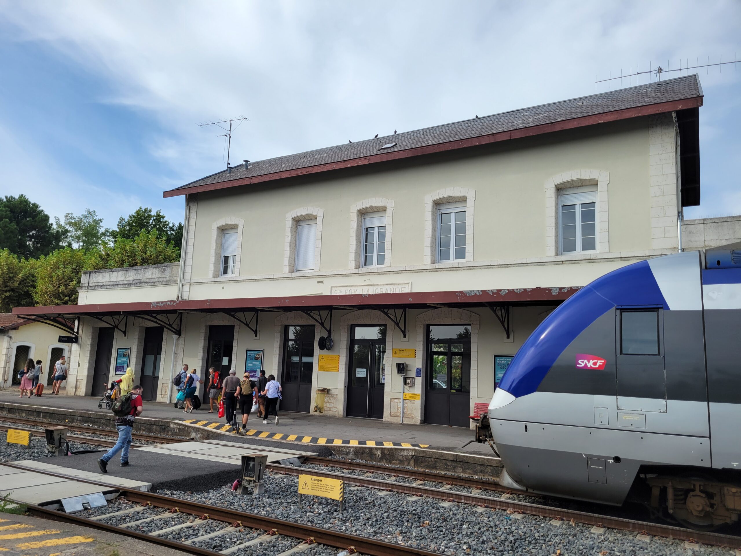 Small French town rail station with regional train