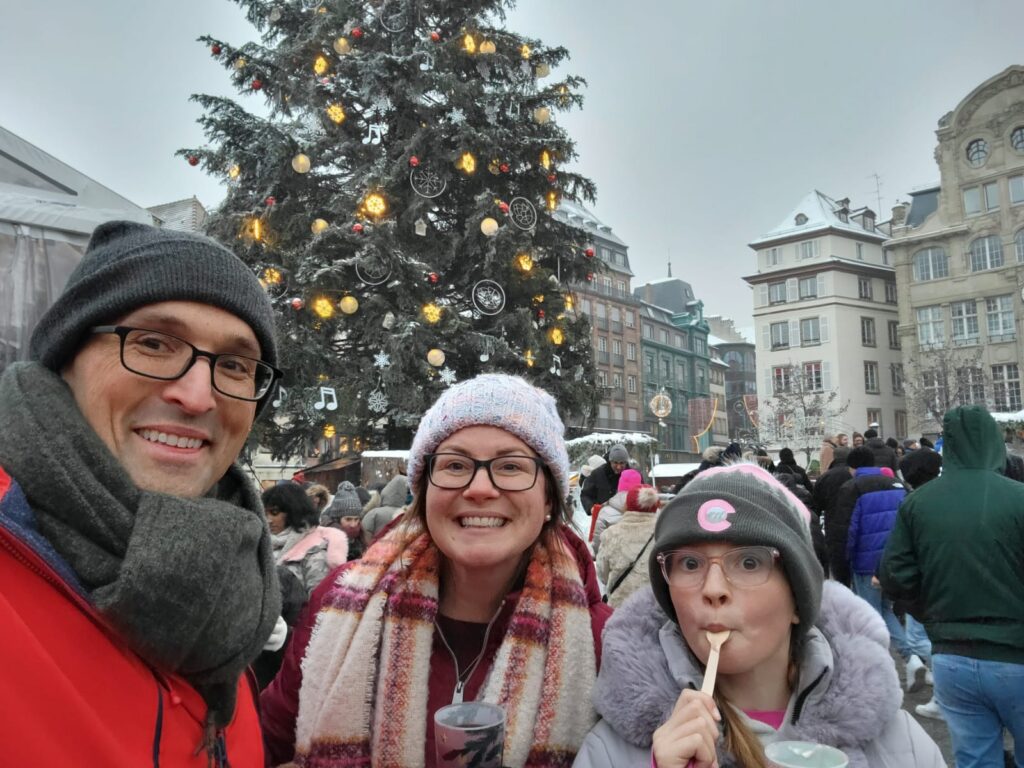Family in Strasbourg at Christmas 