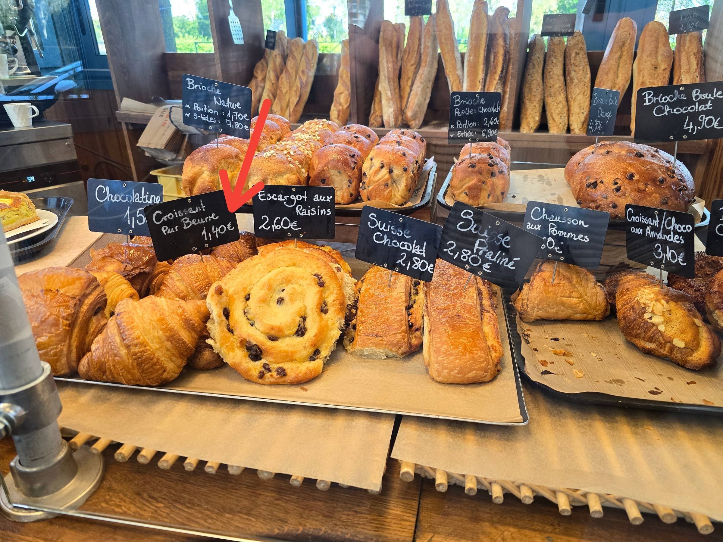 Bakery counter with baked goods